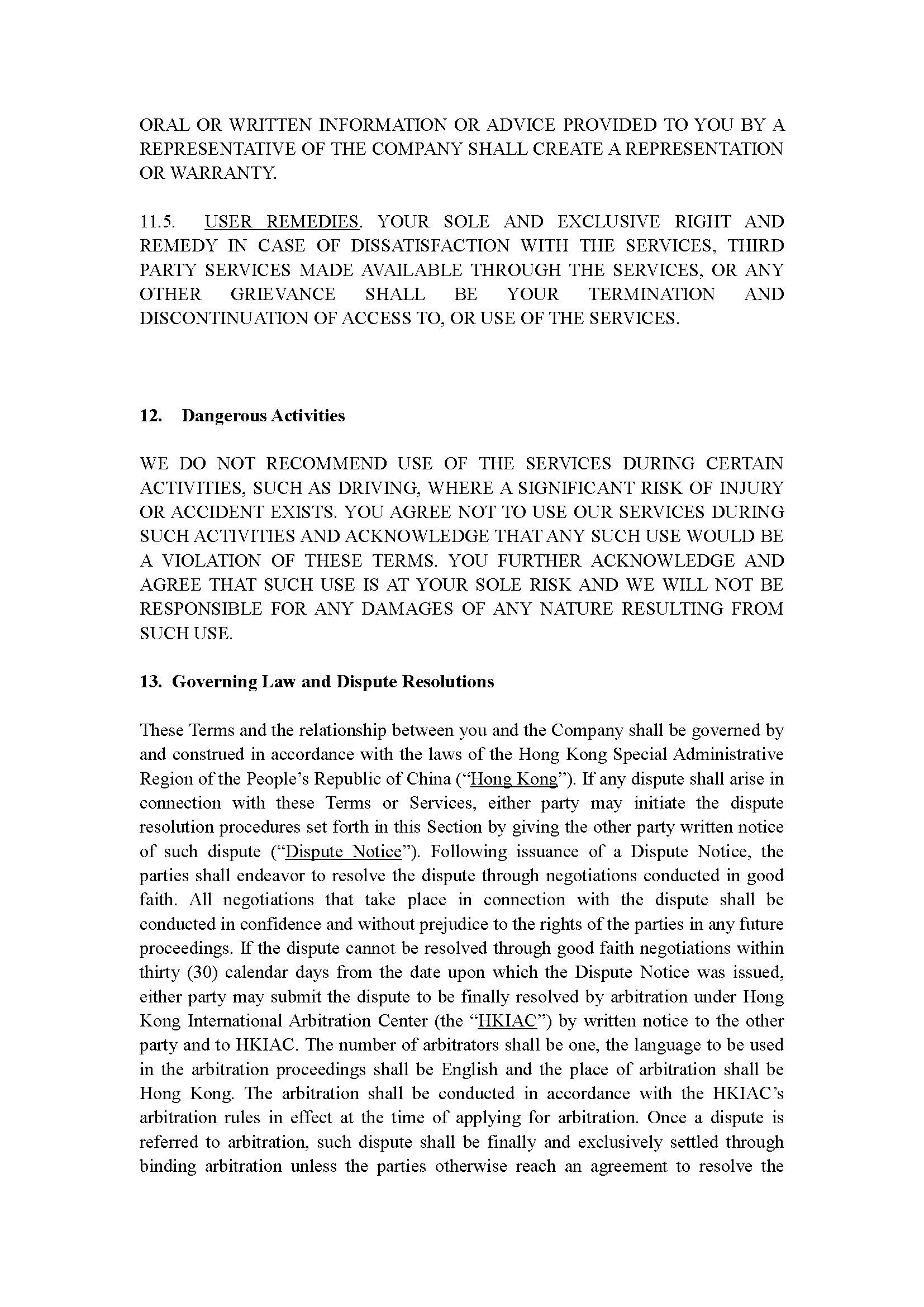 Terms of Service Page 19